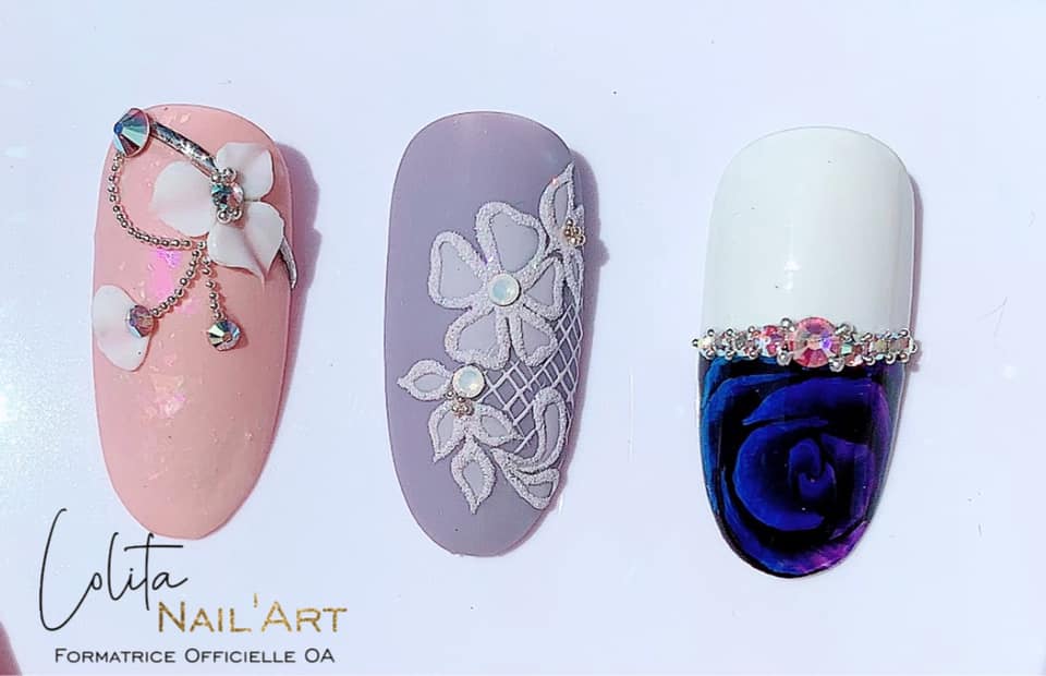 Fleur 3D chaînes & strass